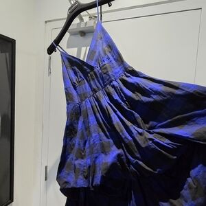 ✅️Elegant Blue Checkered Midi Dress